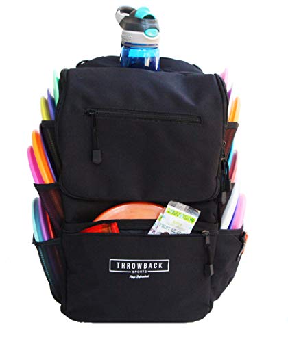 Throwback Sports Insulated Disc Golf Backpack with Cooler for 16+ Frisbees, Water Bottle Holder, Padded Straps, Quick-Access Pockets - | Backpacks4Less