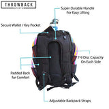 Throwback Sports Insulated Disc Golf Backpack with Cooler for 16+ Frisbees, Water Bottle Holder, Padded Straps, Quick-Access Pockets - Durable Disc Golf Bag for All-Day Comfort