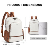 tiamyi Leather Backpack for Women Men, Fits 16.0 Inch Laptop, Soft Vegan Leather Backpack for Travel and Daily Use, Beige