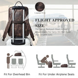tiamyi leather travel backpack for men and women, flap top laptop backpack fits 17.3 inch computer with luggage strap and separate padded compartment, coffee