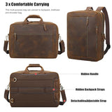 TIDING Convertible Leather 15.6" Laptop Briefcase Backpack for Men