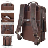 TIDING Full Grain Leather 17.3 Inch Laptop Backpack for Men, Convertible Business Briefcase Weekender Camping Bag Travel Rucksack