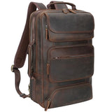 TIDING Full Grain Leather 17.3 Inch Laptop Backpack for Men, Convertible Business Briefcase Weekender Camping Bag Travel Rucksack