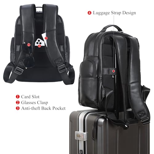 TIDING Genuine Leather Backpack for Men 15.6" Laptop Computer Bag Travel Camping Rucksack Daypacks