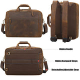 TIDING Leather 15.6" Laptop Backpack Convertible Business Briefcase Crossbody Shoulder Messenger Bag, Brown