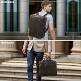 TIDING Leather Convertible Briefcase Backpack for Men, Large 15.6 Inch Laptop Messenger Bag Work Business Travel Crossbody Shoulder Bag