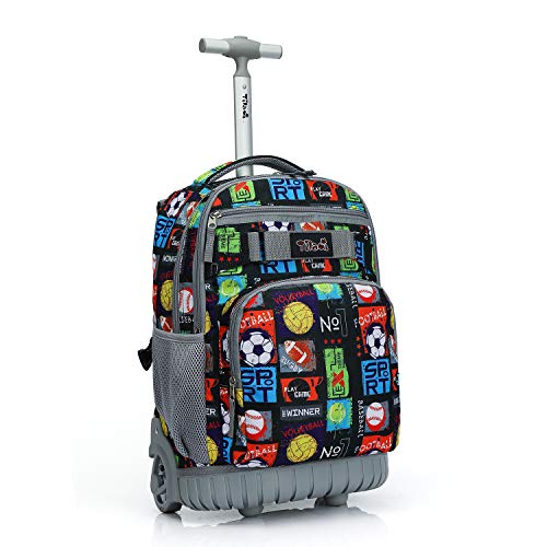 Tilami Rolling Backpack 18 inch Wheeled Laptop Backpack School College Student Travel Trip Boys and Girls, Sport Balls | Backpacks4Less