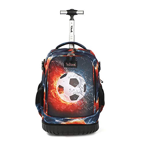 Tilami Rolling Backpack 19 inch Wheeled Cute LAPTOP Boys Girls Travel School Student Trip (Football) | Backpacks4Less