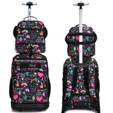 Tilami Rolling Backpack 19 inch with Lunch Bag Wheeled Laptop Backpack, Ins
