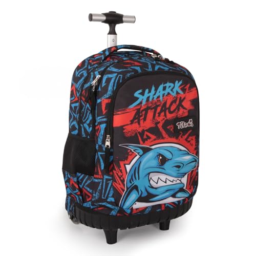 Tilami Rolling Backpack for Boys and Girls,Shark attack | Backpacks4Less