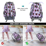 Tilami Rolling Backpack for Kids 18 Inch Double Handle Wheeled Bookbag for Boys & Girls for School & Travel,Brown unicorn