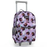 Tilami Rolling Backpack for Kids 18 Inch Double Handle Wheeled Bookbag for Boys & Girls for School & Travel,Brown unicorn
