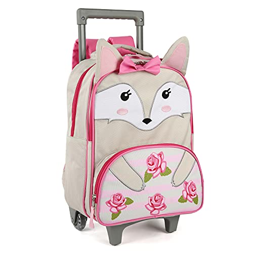 Tilami Toddler Rolling Backpack 16 inch Kids Wheeled Backpack Boys Girls Travel School Children Luggage Toddler Trip, Fox | Backpacks4Less