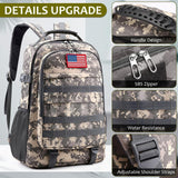 TILYTADLY School Backpack for Boys - Camouflage Boys Backpack for Kids Teens Elementary Middle School - Camo Students Bookbag,18″ Bookbag with Usb Charging Port & Key - chain