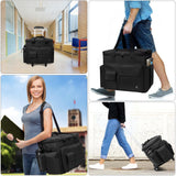 Timoxi Rolling Teacher Bag Built - in Hard Support Board, Rolling Briefcase with Detachable Trolley, Rolling bag with Laptop compartment, Adjustable Shoulder Strap, and Ample Storage Space