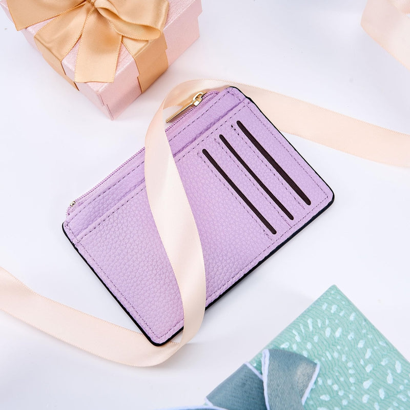 Tipmile Credit Card Holder for Women Slim Minimalist Front Pocket RFID Blocking Wallet Small Compact Card Case with ID Window, Lavender Purple