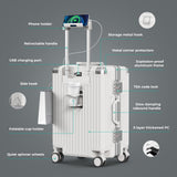 TIYFIY 20 Inch Carry On Luggage, Zipperless Aluminum Frame PC Hardside Suitcase with Cup Holder & Charger, Airline Approved TSA Lock & 360° Spinner Wheels for Business Weekend Trip