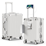 TIYFIY 20 Inch Carry On Luggage, Zipperless Aluminum Frame PC Hardside Suitcase with Cup Holder & Charger, Airline Approved TSA Lock & 360° Spinner Wheels for Business Weekend Trip