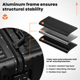 TIYFIY Carry on Luggage, 20 Inch Aluminum Frame PC Hardshell Suitcase with Cup Holder & Charger Port, Airline Approved Weekend Business Travel Case with Spinner Wheels, Tsa Lock