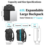 TLANGP Vacuum Compression Backpack, 60L Expandable Vacpack, Waterproof Carry - On Anti Theft Airback, Black