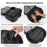 TLANGP Vacuum Compression Backpack, 60L Expandable Vacpack, Waterproof Carry - On Anti Theft Airback, Black