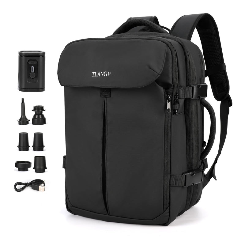 TLANGP Vacuum Compression Backpack, 60L Expandable Vacpack, Waterproof Carry - On Anti Theft Airback, Black
