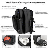 TLANGP Vacuum Compression Backpack, 60L Expandable Vacpack, Waterproof Carry - On Anti Theft Airback, Black