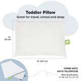 Toddler Pillow with Pillowcase - 13x18 My Little Dreamy Kids Travel Bed Pillows for Sleeping, Organic Cotton Small Pillowcase, Soft & Breathable, Machine Washable, Toddlers 2 - 5 Years Old (Soft White)