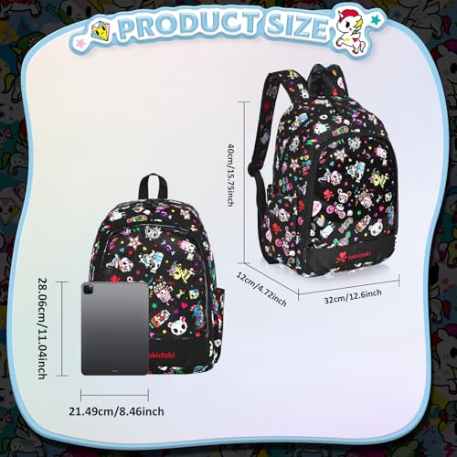tokidoki Backpack with 4PCS Unicorno Brooch Pin Travel Backpack Casual Daypack for Outdoor (BPK_Denim Daze)
