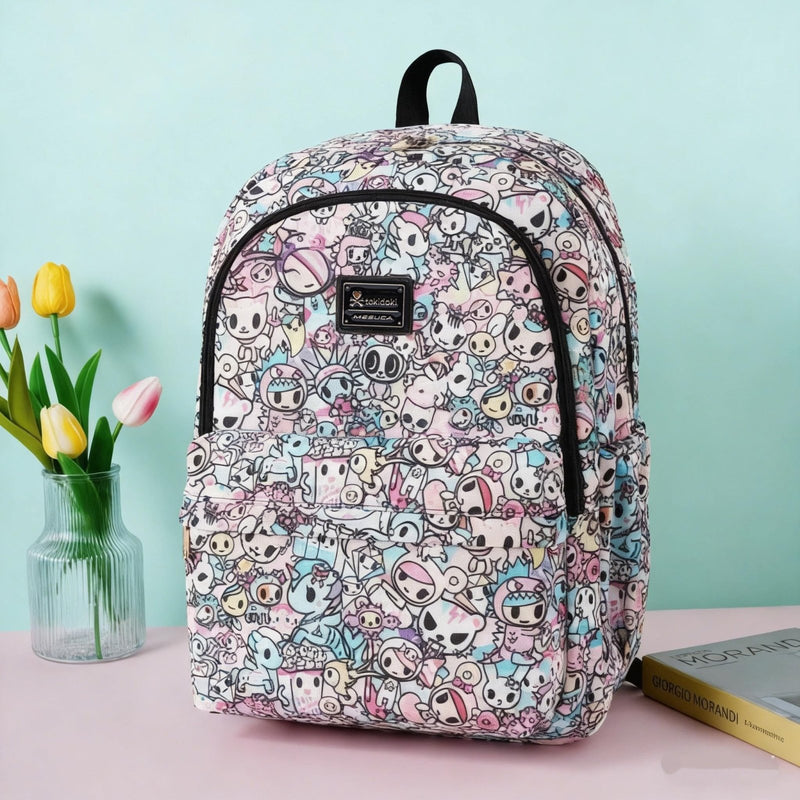 tokidoki School Backpack for Girls Cute Cartoon Laptop Backpack Casual Bookbags Lightweight Cloth Canvas School Bag Daypack Handbag (Colorful)