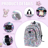 tokidoki School Backpack for Girls Cute Cartoon Laptop Backpack Casual Bookbags Lightweight Cloth Canvas School Bag Daypack Handbag (Colorful)