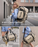 Tolaccea Gym Bag for Men & Women, 40L Duffle Bag Backpack for Travel Sports with Shoe Compartment, Wet Pocket & Extra Laptop Bag for 15.6'', 3 - in - 1 Sport Workout Duffel Carry On for Airplane (Khaki)