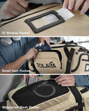 Tolaccea Gym Bag for Men & Women, 40L Duffle Bag Backpack for Travel Sports with Shoe Compartment, Wet Pocket & Extra Laptop Bag for 15.6'', 3 - in - 1 Sport Workout Duffel Carry On for Airplane (Khaki)