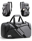 Tolaccea Gym Bag for Men Women, Large Sport Duffel Bags with Shoe Compartment Wet Compartment, Travel Duffel Bag Backpack, Weekender Bags Carry On Backpack for Gym, Travel, Fitness, Workout(Grey, 47L)