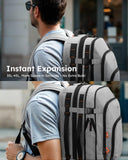 Tolaccea Travel Backpack, TSA Friendly Flight Approved Carry - on Luggage Durable Large Laptop Bag Daypack Fits 15.6 Inch Computer, Water - resistant Business Rucksack, 35 - 45L Expandable - Grey