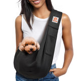 Tomkas Small Dog Sling Carrier - Classic Pocket & Classic Strap - Wrap Carrier - for 3 - 10 lbs Pets(Black)