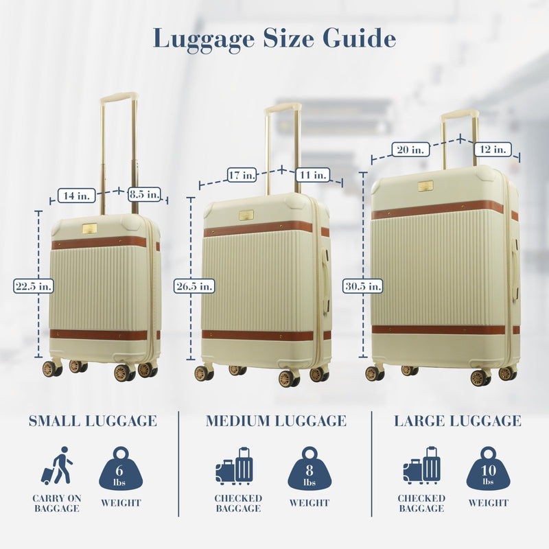 Tommy Bahama 3 - Piece Rolling Luggage Set, Hard - Sided Suitcases with Spinner Wheels, Cream