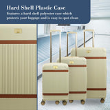 Tommy Bahama 3 - Piece Rolling Luggage Set, Hard - Sided Suitcases with Spinner Wheels, Cream