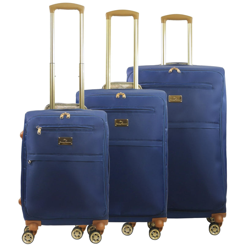Tommy Bahama 3 - Piece Rolling Luggage Set, Soft - Sided Suitcases with Wheels, 22, 26, and 30 Inch, Blue