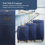 Tommy Bahama 3 - Piece Rolling Luggage Set, Soft - Sided Suitcases with Wheels, 22, 26, and 30 Inch, Blue