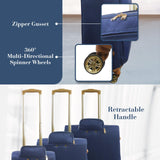 Tommy Bahama 3 - Piece Rolling Luggage Set, Soft - Sided Suitcases with Wheels, 22, 26, and 30 Inch, Blue