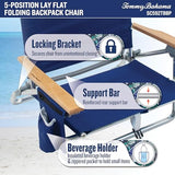 Tommy Bahama 5-Position Classic Lay Flat Folding Backpack Beach Chair, Aluminum, Red, White, and Blue Stripe