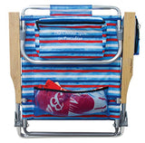 Tommy Bahama 5-Position Classic Lay Flat Folding Backpack Beach Chair, Aluminum, Red, White, and Blue Stripe