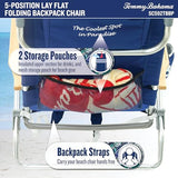 Tommy Bahama 5-Position Classic Lay Flat Folding Backpack Beach Chair, Aluminum, Red, White, and Blue Stripe
