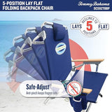 Tommy Bahama 5-Position Classic Lay Flat Folding Backpack Beach Chair, Aluminum, Red, White, and Blue Stripe