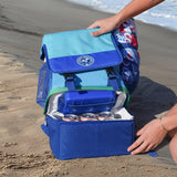Tommy Bahama Backpack Cooler, Adjustable Straps, Zippered Compartments, Mesh Pockets, Bottle Opener (Light Blue)