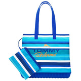 Tommy Bahama Beach Tote Bag, Carryall with Zip Pouch Handbag, Ocean Stripe Print