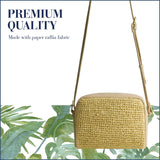 Tommy Bahama Camera Bag, Women's Mini Shoulder Handbag with Woven Design and Adjustable Shoulder Strap, Tan