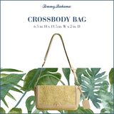 Tommy Bahama Flap Crossbody Bag, Women's Mini Handbag with Woven Design and Adjustable Shoulder Strap, Tan