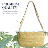 Tommy Bahama Flap Crossbody Bag, Women's Mini Handbag with Woven Design and Adjustable Shoulder Strap, Tan